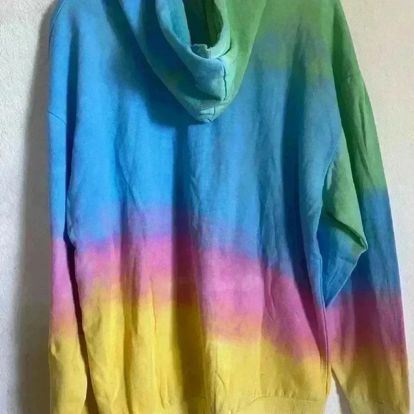 AC/DC Vintage Tie Dye Boyfriend Retro Hard Rock Concert Hood Sweatshirt Size  L - Picture 10 of 11
